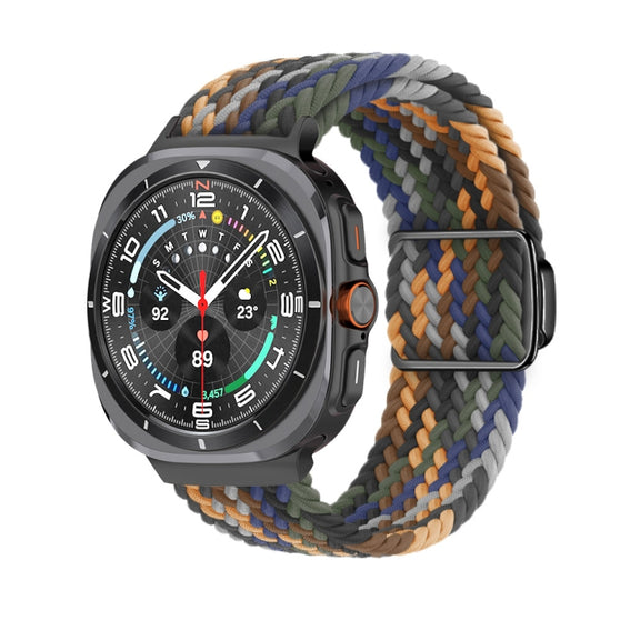 For Samsung Galaxy Watch Ultra 47mm Nylon Loop Magnetic Buckle Watch Band(Camo Colorful)