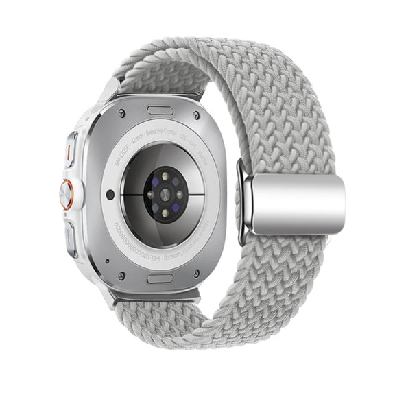For Samsung Galaxy Watch Ultra 47mm Nylon Loop Magnetic Buckle Watch Band(Light Grey)