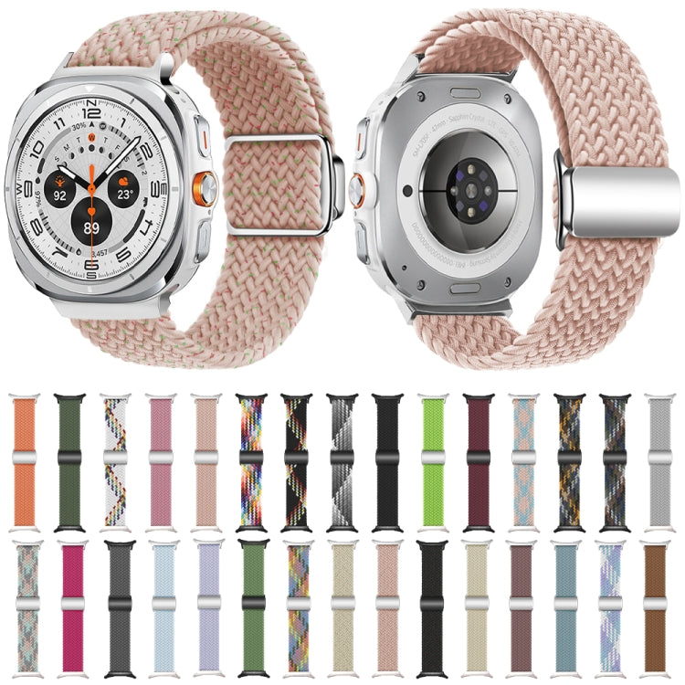 For Samsung Galaxy Watch Ultra 47mm Nylon Loop Magnetic Buckle Watch Band(Heartbeat Purple)