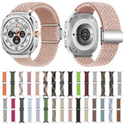 For Samsung Galaxy Watch Ultra 47mm Nylon Loop Magnetic Buckle Watch Band(Denim Rainbow)