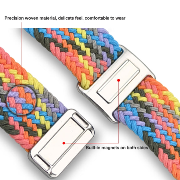 For Samsung Galaxy Watch Ultra 47mm Nylon Loop Magnetic Buckle Watch Band(Denim Rainbow)