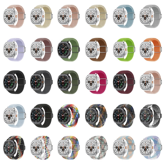 For Samsung Galaxy Watch Ultra 47mm Nylon Loop Magnetic Buckle Watch Band(Smoke Purple)