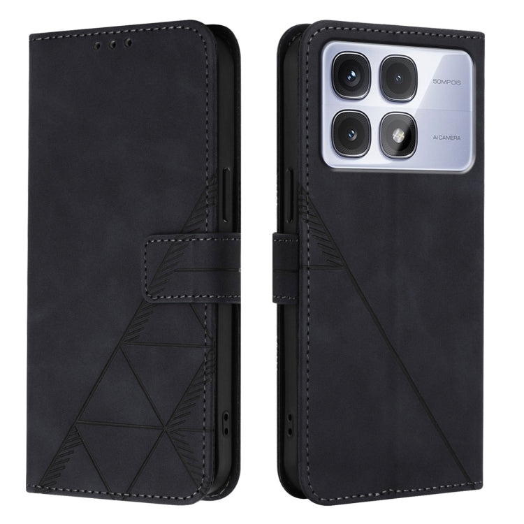 For Redmi K70 Ultra 5G Global Crossbody 3D Embossed Flip Leather Phone Case(Black)