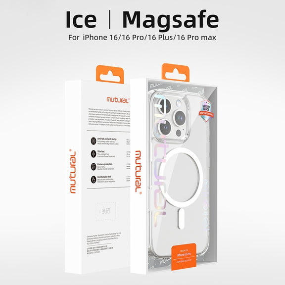 For iPhone 16 Mutural Ice Series MagSafe Magnetic TPU Phone Case(Transparent)