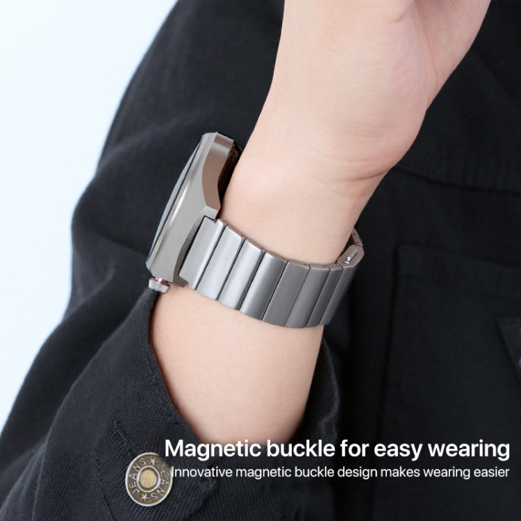 22mm One-bead Bamboo Magnetic Buckle Pure Titanium Watch Band(Silver)