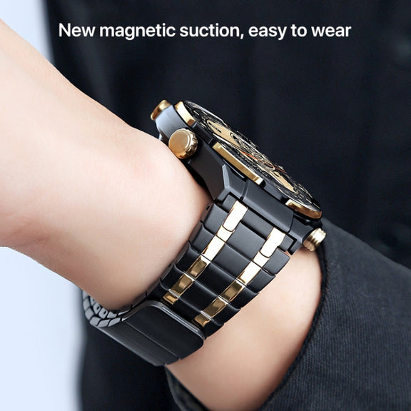22mm AP Style Chain Magnetic Buckle Stainless Steel Watch Band(Silver Gold)