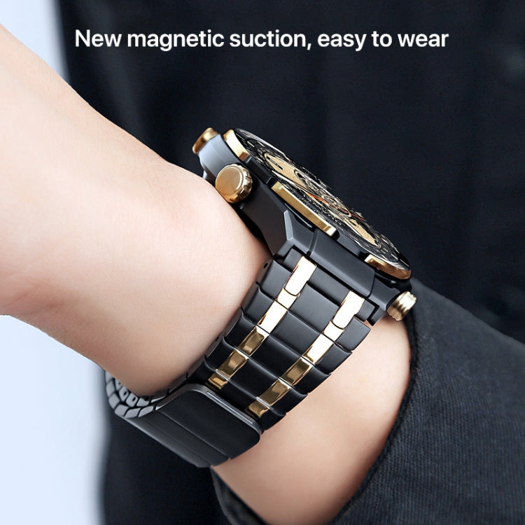 22mm AP Style Chain Magnetic Buckle Stainless Steel Watch Band(Silver Gold)