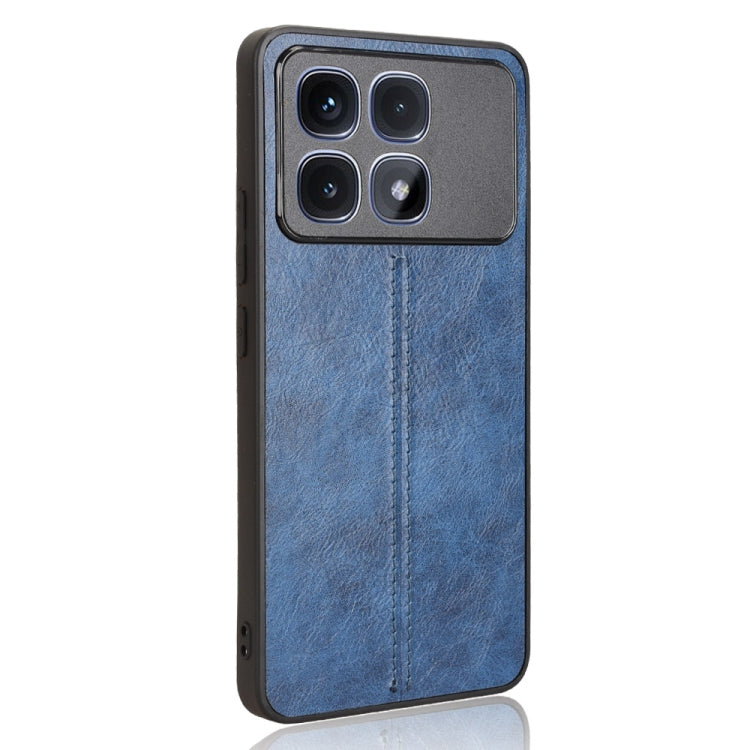 For Redmi K70 Ultra Cow Pattern Sewing Card Bag Phone Case(Blue)
