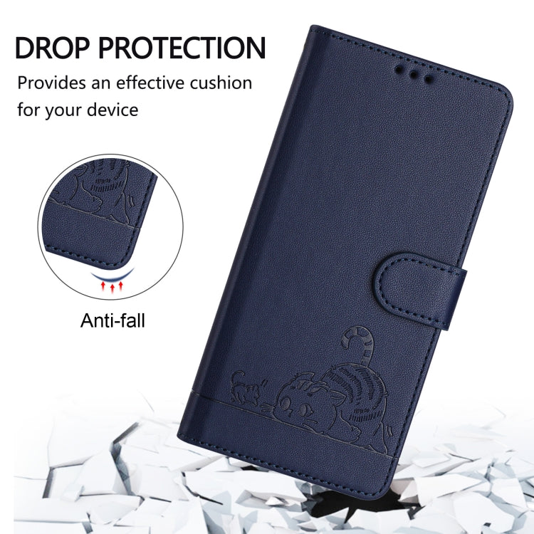 For Redmi K70 Ultra 5G Global Cat Rat Embossed Pattern RFID Leather Phone Case with Lanyard(Blue) - free shipping - PMC Jewellery - Order now!