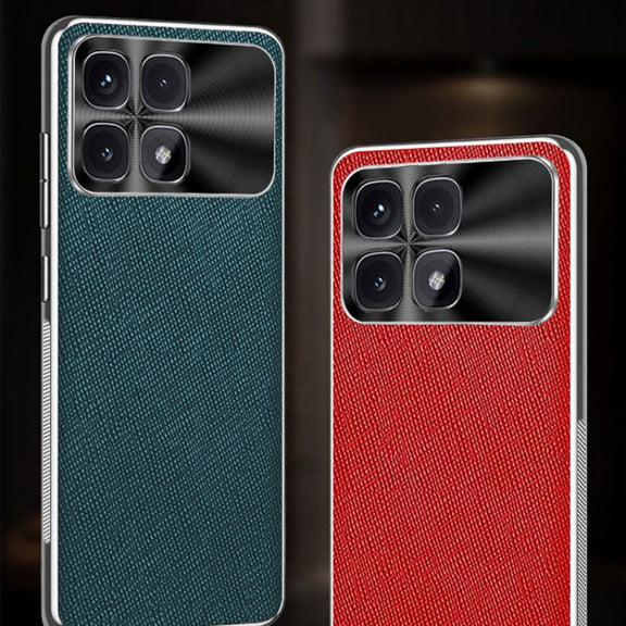 For Redmi K70 Ultra Silver Edge Cross Texture PU Leather Phone Case(Red)