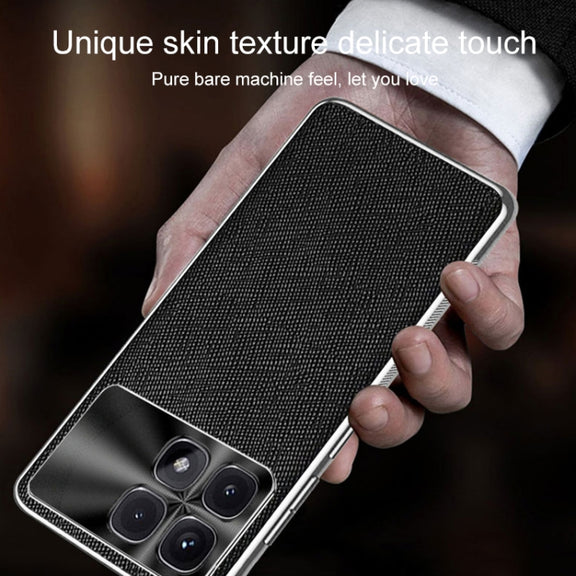 For Redmi K70 Ultra Silver Edge Cross Texture PU Leather Phone Case(Black)