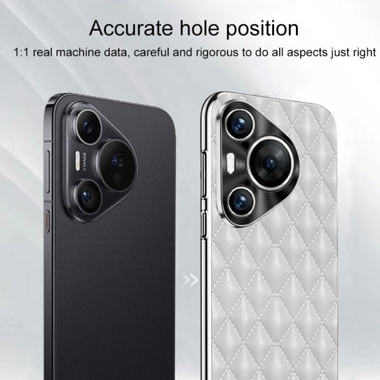 For Huawei Pura 70 Silver Edge Rhombic Texture PU Leather Phone Case(Purple) - free shipping - PMC Jewellery - Order now!