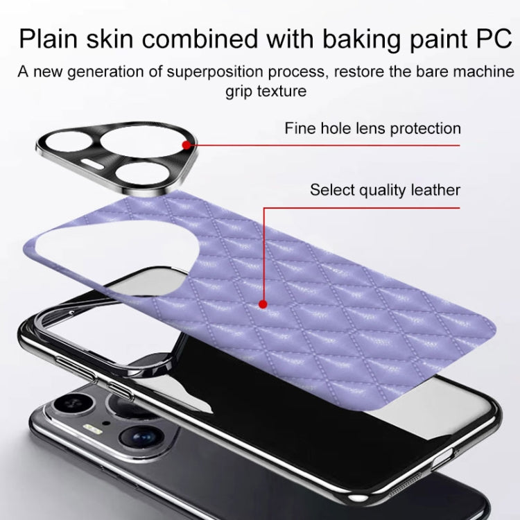 For Huawei Pura 70 Silver Edge Rhombic Texture PU Leather Phone Case(Black)