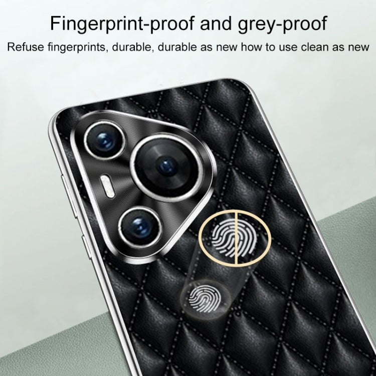 For Huawei Pura 70 Silver Edge Rhombic Texture PU Leather Phone Case(Purple) - free shipping - PMC Jewellery - Order now!