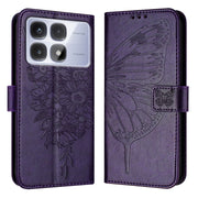 For Redmi K70 Ultra 5G Global Embossed Butterfly Leather Phone Case(Dark Purple)