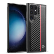 For Samsung Galaxy S25 Ultra 5G LC.IMEEKE 3 in 1 Carbon Fiber Texture Shockproof Phone Case(Black)