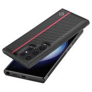 For Samsung Galaxy S25 Ultra 5G LC.IMEEKE 3 in 1 Carbon Fiber Texture Shockproof Phone Case(Black)