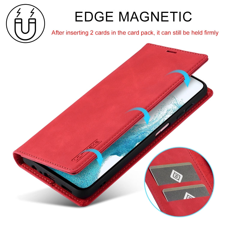 For Samsung Galaxy S24 FE 5G LC.IMEEKE Strong Magnetism Microfiber Leather Phone Case(Red)
