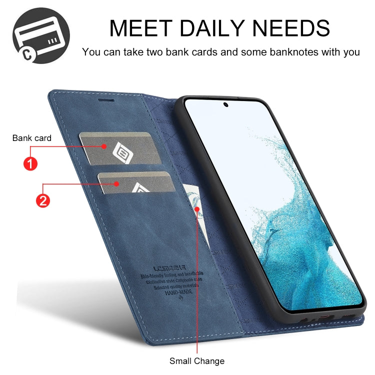For Samsung Galaxy S24 FE 5G LC.IMEEKE Strong Magnetism Microfiber Leather Phone Case(Blue)