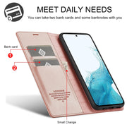 For Samsung Galaxy S24 FE 5G LC.IMEEKE Strong Magnetism Microfiber Leather Phone Case(Rose Gold)