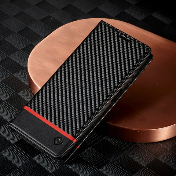 For Samsung Galaxy S24 FE 5G LC.IMEEKE Carbon Fiber Leather Phone Case(Horizontal Black)