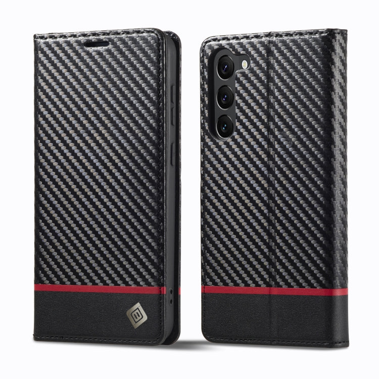 For Samsung Galaxy S25+ 5G LC.IMEEKE Carbon Fiber Leather Phone Case(Horizontal Black) - free shipping - PMC Jewellery - Order now!