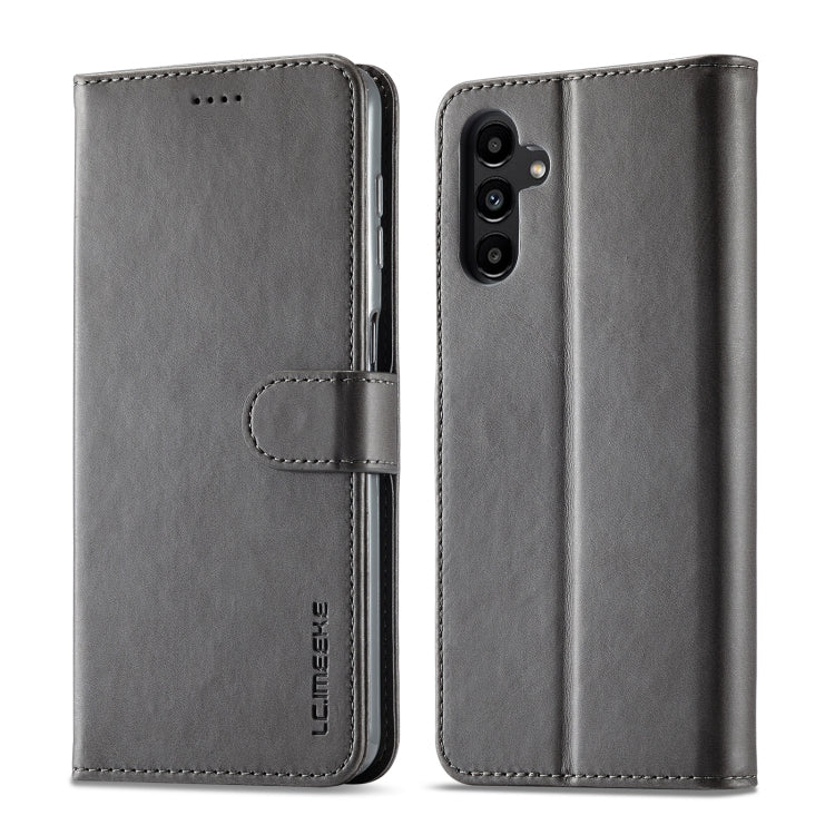 For Samsung Galaxy S24 FE 5G LC.IMEEKE Calf Texture Leather Phone Case(Grey)