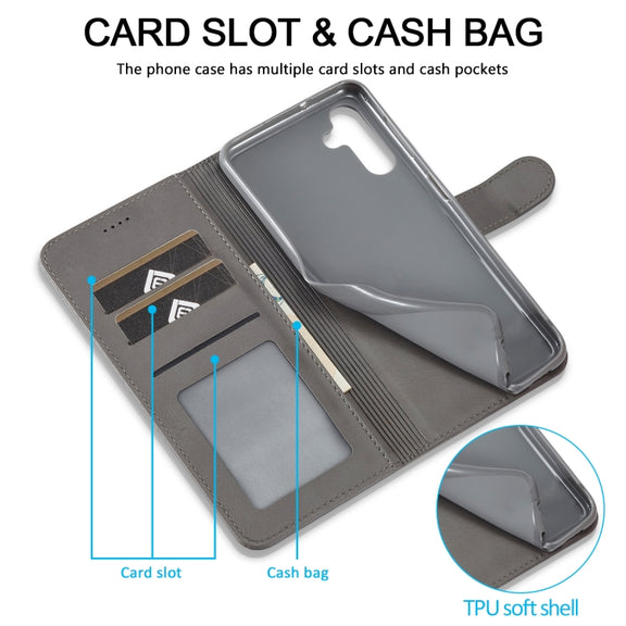For Samsung Galaxy S24 FE 5G LC.IMEEKE Calf Texture Leather Phone Case(Grey)