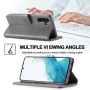 For Samsung Galaxy S24 FE 5G LC.IMEEKE Calf Texture Leather Phone Case(Grey)