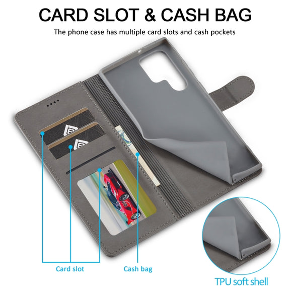 For Samsung Galaxy S25 Ultra 5G LC.IMEEKE Calf Texture Leather Phone Case(Grey)