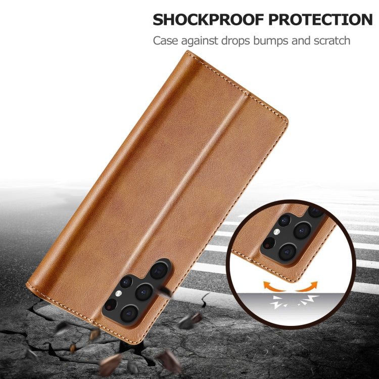 For Samsung Galaxy S25 Ultra 5G LC.IMEEKE Calf Texture Leather Phone Case(Brown) - Galaxy S25 Ultra 5G Cases by LC.IMEEKE | Online Shopping South Africa | PMC Jewellery | Buy Now Pay Later Mobicred