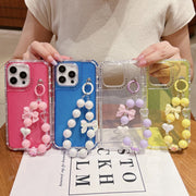 For iPhone 16 Pro Max TPU + PC + Glitter Sequins Full Coverage Phone Case with Bracelet(Yellow)