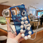 For iPhone 16 Plus TPU + PC + Glitter Sequins Full Coverage Phone Case with Bracelet(Transparent)