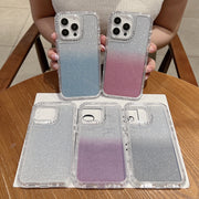 For iPhone 16 Pro TPU + PC + Glitter Paper Full Coverage Phone Case(Blue)