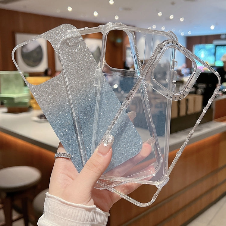 For iPhone 16 Pro TPU + PC + Glitter Paper Full Coverage Phone Case(Blue) - iPhone 16 Pro Cases by PMC TechLife | Online Shopping South Africa | PMC TechLife | Buy Now Pay Later Mobicred