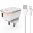 LDNIO A1204Q QC3.0 18W USB Fast Charger with 1m USB to 8 Pin Cable, Plug Type:UK Plug(White Gold) - USB Charger by LDNIO | Online Shopping South Africa | PMC TechLife | Buy Now Pay Later Mobicred