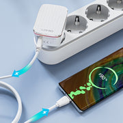 LDNIO A1204Q QC3.0 18W USB Fast Charger with 1m USB to 8 Pin Cable, Plug Type:US Plug(White Gold)