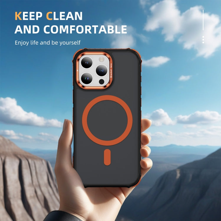 For iPhone 16 Pro Max Rainbow Series Skin Feel MagSafe Lens Holder Phone Case(Orange) - iPhone 16 Pro Max Cases by PMC TechLife | Online Shopping South Africa | PMC TechLife | Buy Now Pay Later Mobicred
