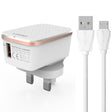 LDNIO A1204Q QC3.0 18W USB Fast Charger with 1m USB to Micro USB Cable, Plug Type:UK Plug(White Gold) - free shipping - PMC TechLife - Order now!