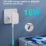 LDNIO A1204Q QC3.0 18W USB Fast Charger with 1m USB to USB-C / Type-C Cable, Plug Type:EU Plug(White Gold)