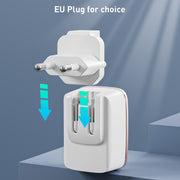 LDNIO A1204Q QC3.0 18W USB Fast Charger with 1m USB to USB-C / Type-C Cable, Plug Type:EU Plug(White Gold)