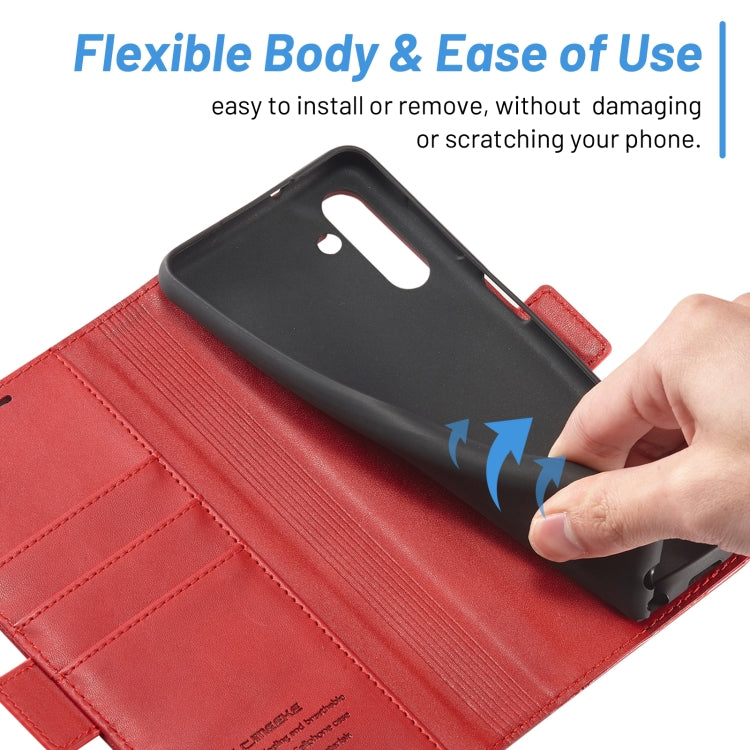 For Samsung Galaxy S24 FE 5G LC.IMEEKE Skin-friendly Card Slots Leather Phone Case(Red)