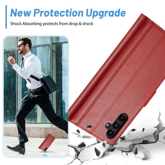 For Samsung Galaxy S24 FE 5G LC.IMEEKE Skin-friendly Card Slots Leather Phone Case(Red)