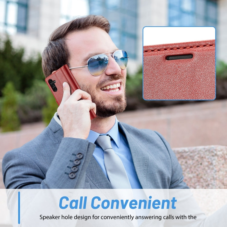 For Samsung Galaxy S24 FE 5G LC.IMEEKE Skin-friendly Card Slots Leather Phone Case(Red)