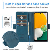 For Samsung Galaxy S24 FE 5G LC.IMEEKE Skin-friendly Card Slots Leather Phone Case(Blue)