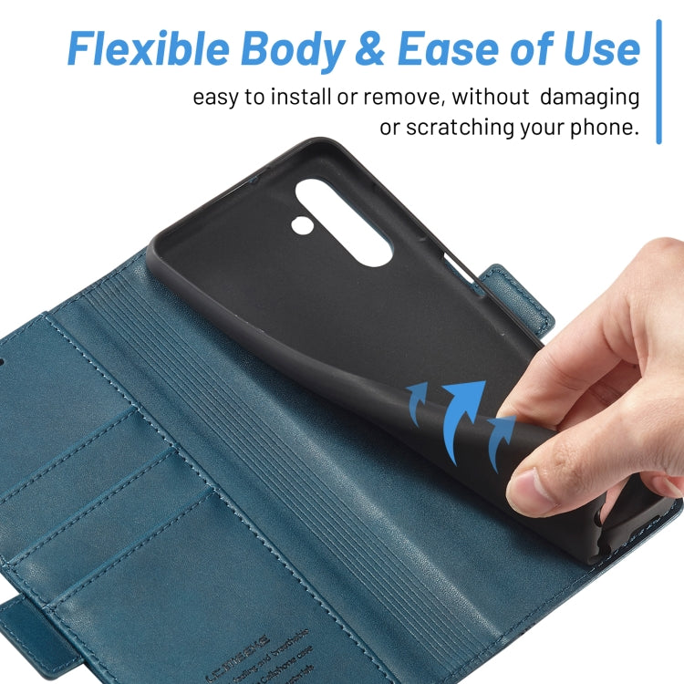 For Samsung Galaxy S24 FE 5G LC.IMEEKE Skin-friendly Card Slots Leather Phone Case(Blue)