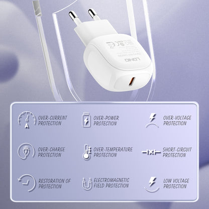 LDNIO A1206C PD27W USB-C / Type-C Fast Charger with 1m Type-C Cable, Plug Type:EU Plug(White) - free shipping - PMC Jewellery - Order now!
