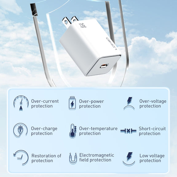 LDNIO A1508C PD30W USB-C / Type-C Fast Charger with 1m 8 Pin Cable(White)