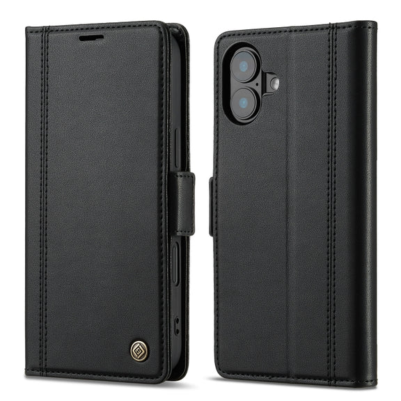 For iPhone 16 LC.IMEEKE Skin-friendly Card Slots Leather Phone Case(Black)