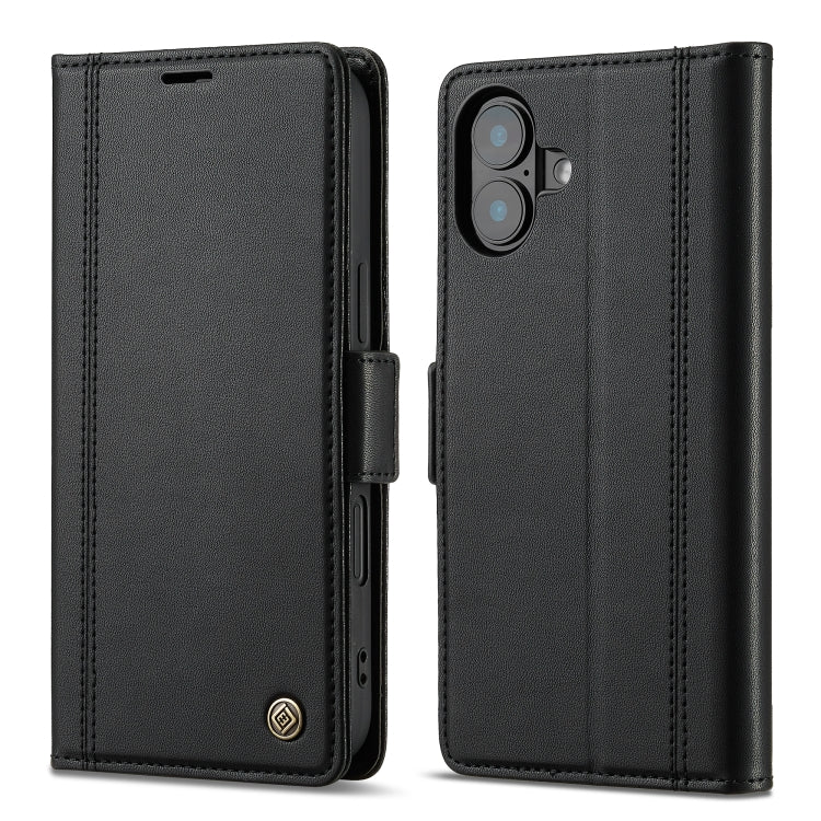 For iPhone 16 LC.IMEEKE Skin-friendly Card Slots Leather Phone Case(Black)
